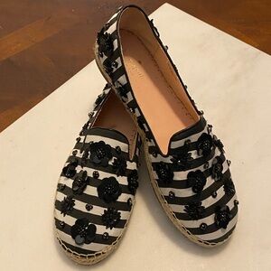 Kate Spade Black and White Floral Espadrilles